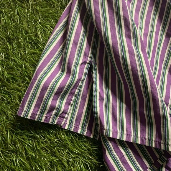 Lauren Ralph Lauren Women's Button Down Shirt 3XL Purple Monogram 3/4 Sleeve - Picture 7 of 12